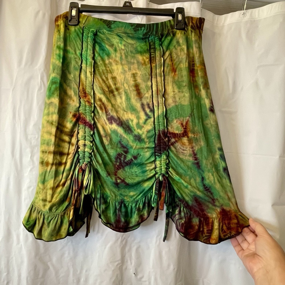 Jayli Women Sz L Tie Dye Isla Skirt Fairy Cut Hem Cinch Tie Boho Hippie Festival - Picture 4 of 7